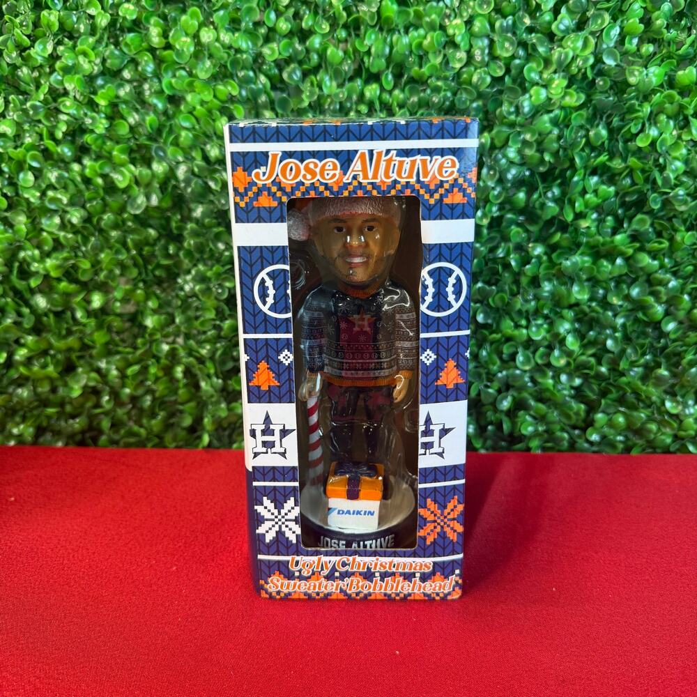 NIB Jose Altuve Ugly Christmas Sweater Bobblehead Daikin Houston Astros